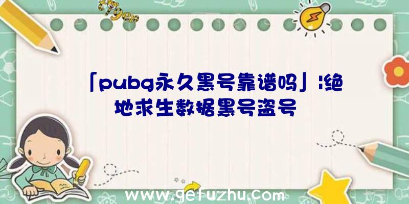 「pubg永久黑号靠谱吗」|绝地求生数据黑号盗号